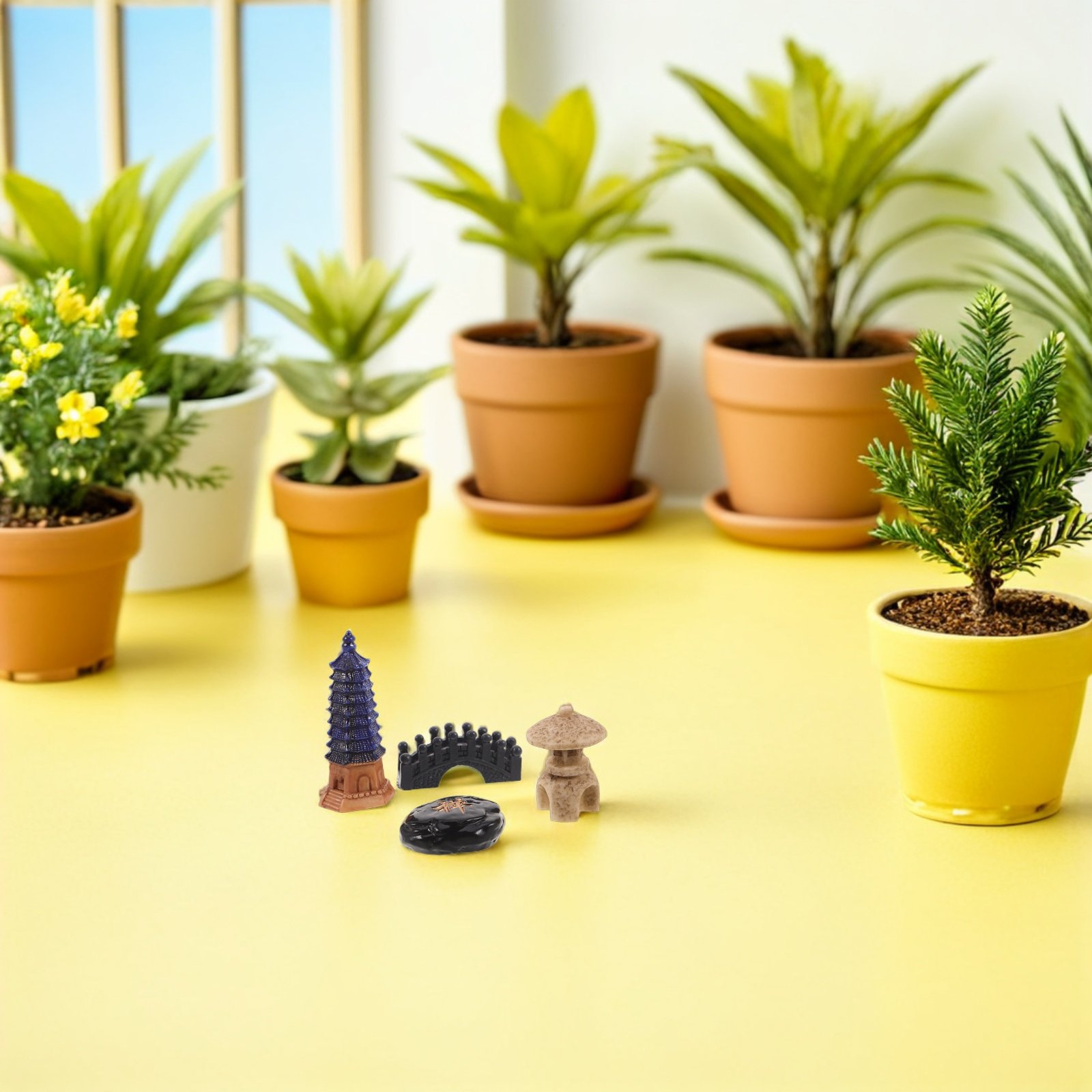 Bonsai Garden Desk - Conjunto de 4 Peças de Estátuas