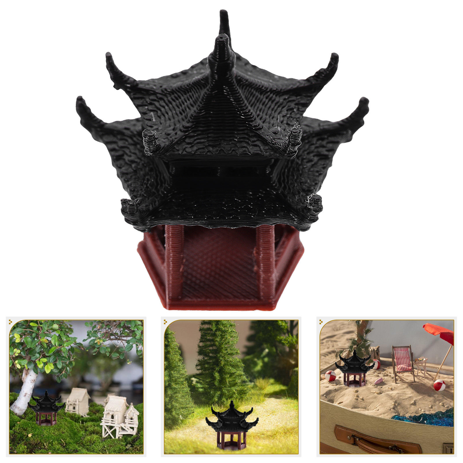Bonsai Garden Landscape Design - Estátua de Pagode Mini de 3,5cm