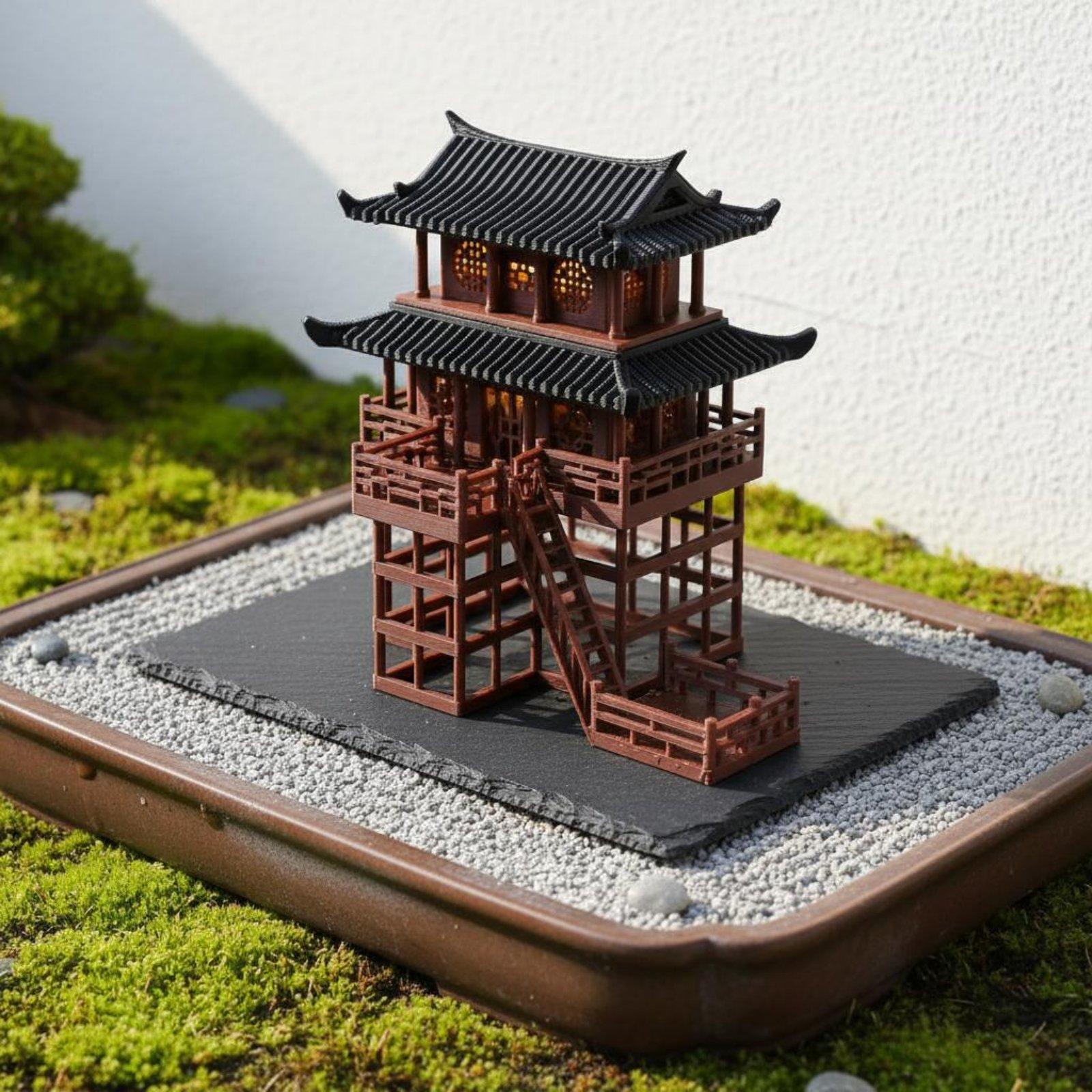Bonsai Gardener - Mini Pagode de Plástico para Mesa,